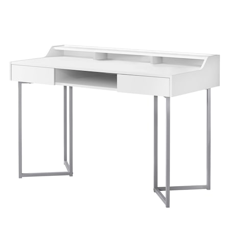 Monarch Specialties Computer Desk, Home Office, Laptop, Storage Drawers, 48"L, Work, Metal, Laminate, White, Grey I 7361